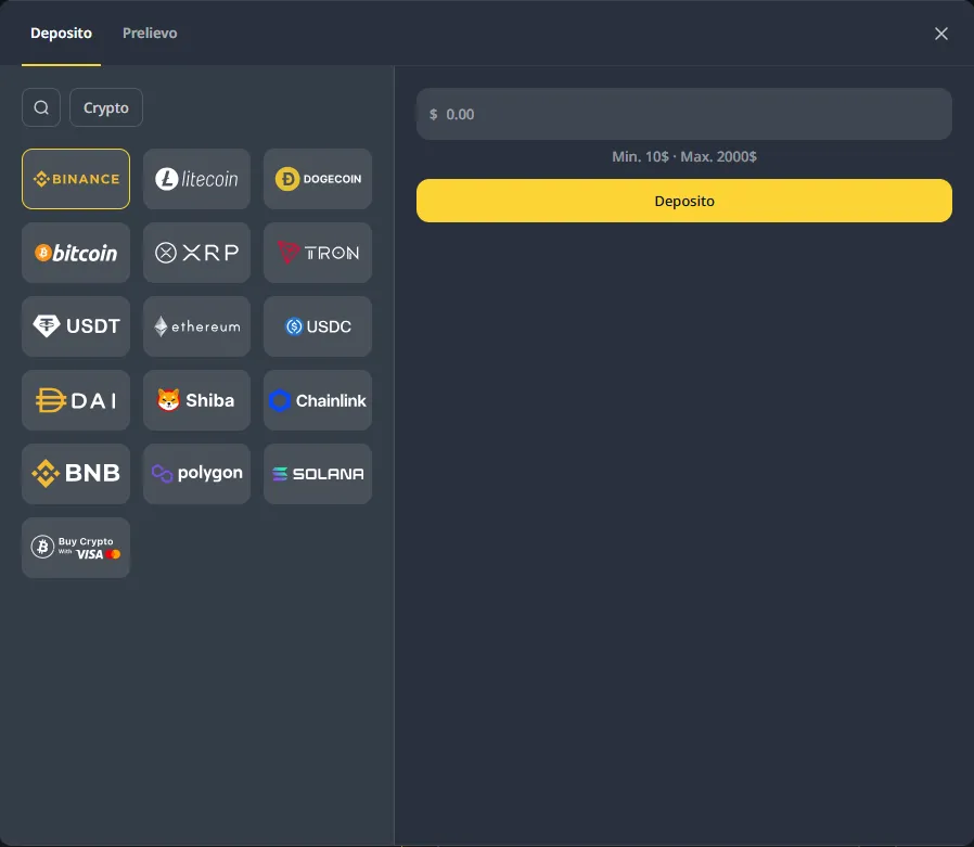Metodi di deposito disponibili nella cassa di Cocobet