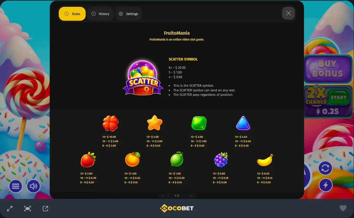 Regole e tabella pagamenti della slot dei giri gratis